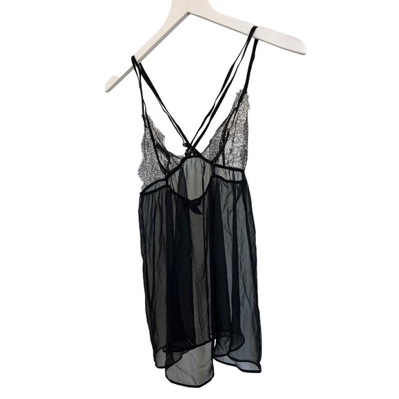 Victoria's Secret Elegant Black Sheer Lace Strappy Babydoll - Picture 4 of 4